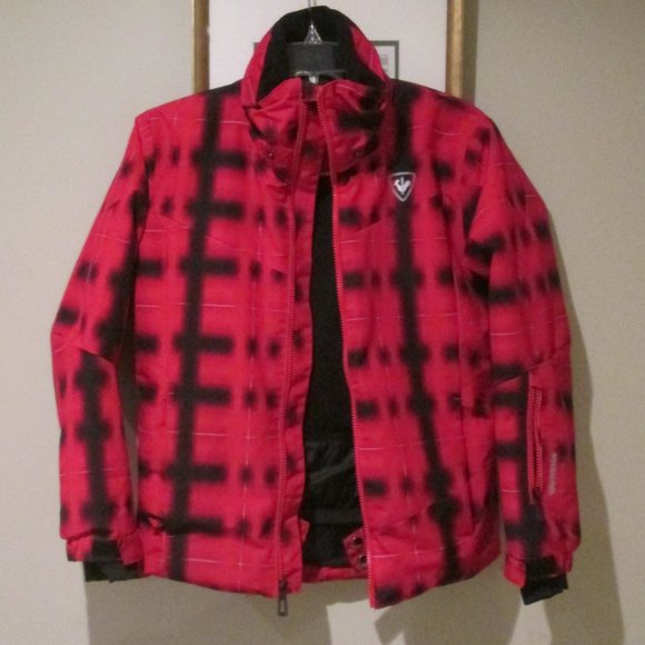 ROSSIGNOL Ski Snow Snowboard Winter Jacket Coat Red & Black Print youth sz 12